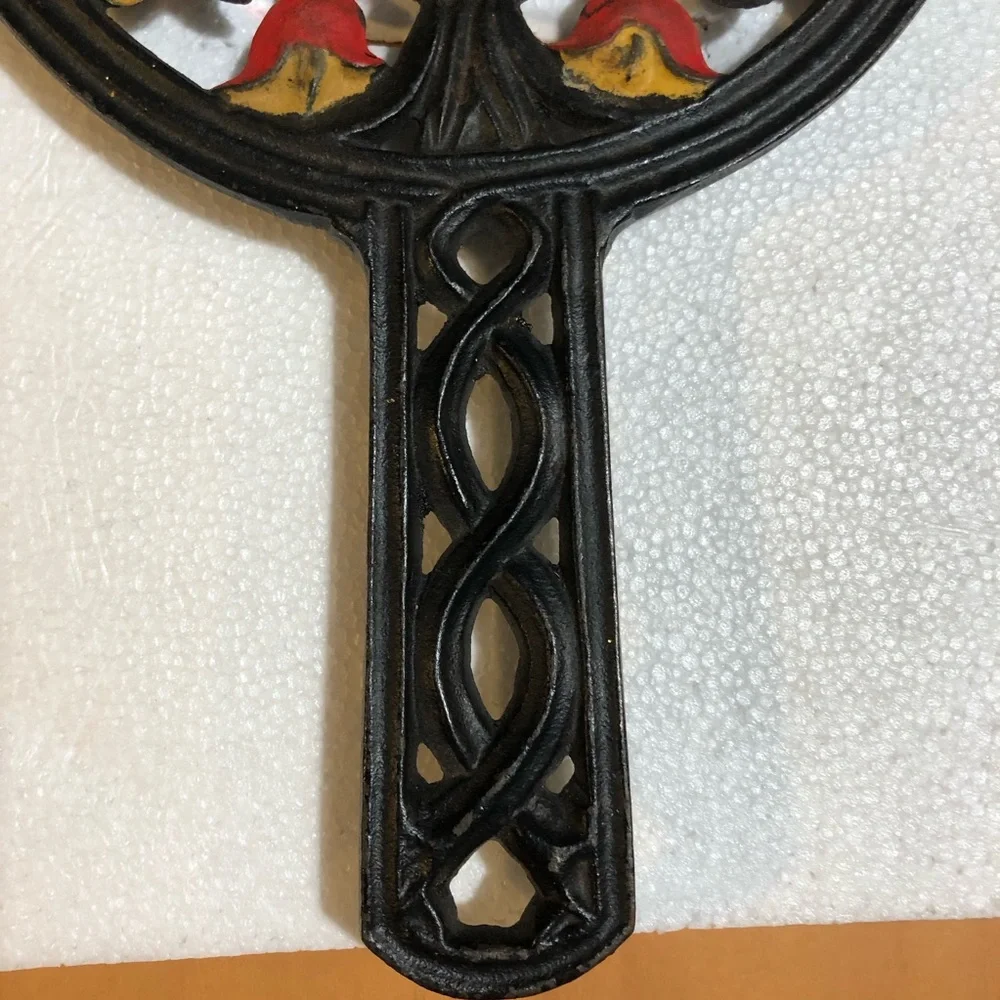 Vintage Black and Red Cast Iron Wall Decor